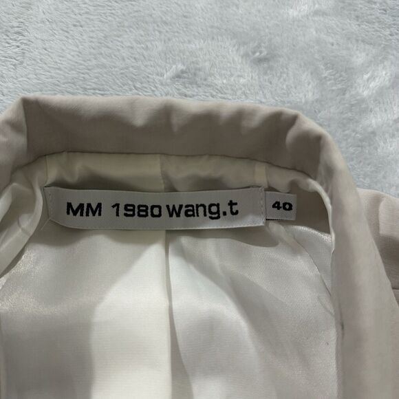MM 1980 wang. t Blazer Jacket Men 40 Beige 1 Button Modern Streetwear Cashback - Picture 3 of 9